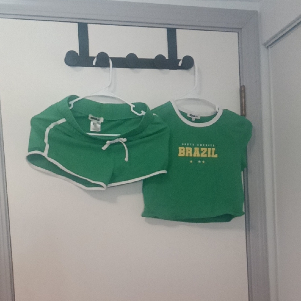Green Brazil T-Shirt and Shorts Set
